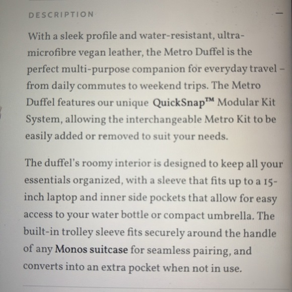 MONOS Metro Duffel Ivory - Picture 9 of 16